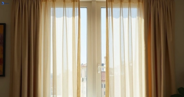 Dull dusty drapes in veresdale-scrub before professional cleaning